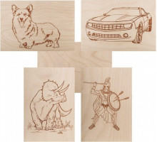 Доска для выжигания REXANT ДВ0937 «набор №2» (воин/динозавр/собака/машина/без рисунк 12-0937