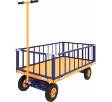 Платформенная усиленная тележка с поворотной осью Rusklad ТПОБ 2 Т 600x900x300 мм, с пневматическими колесами ТПОБ 2 Т пневмо