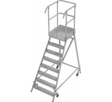 Лестница с платформой KRAUSE STABILO 8 ступеней, передвижная, ограждение 1,1 м 821188