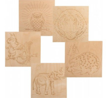 Доска для выжигания REXANT ДВ0928 «животные», 150х150 мм, набор 5 шт. (белка/слон/со 12-0928