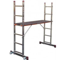 Лестничные подмости KRAUSE CORDA 2х6 с одной парой роликов 080035